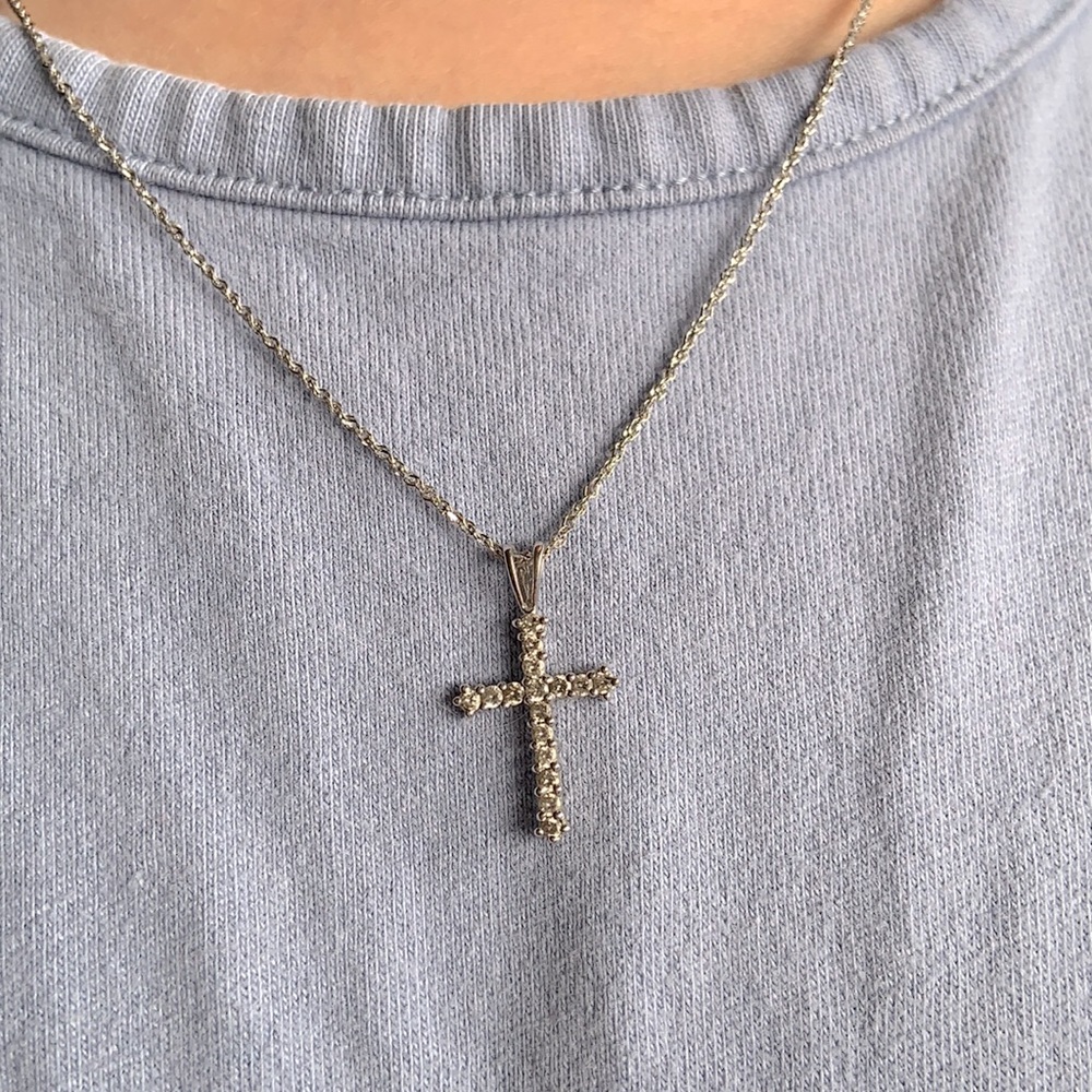 White Gold Diamond Cross Necklace